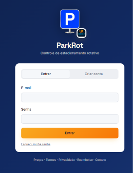 Tela de login do ParkRot